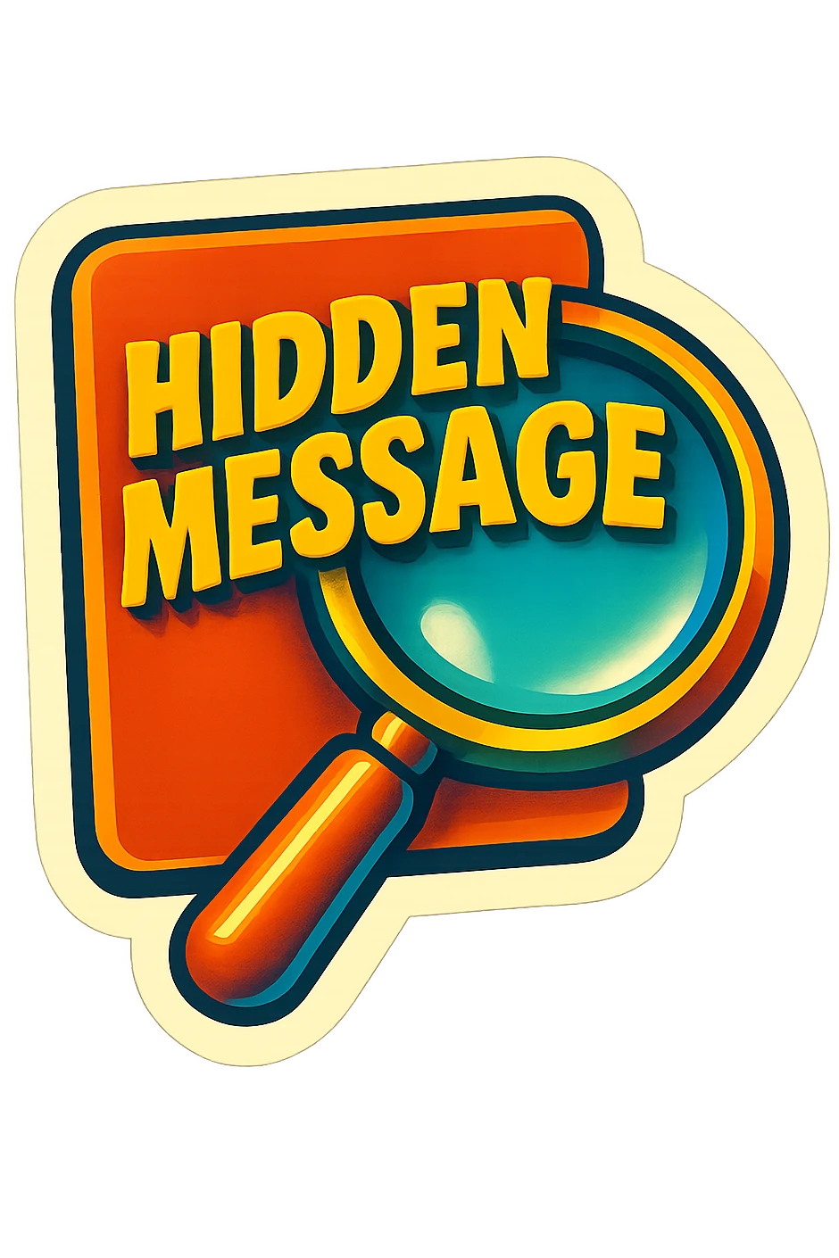 A hidden message sticker with a vintage design and bright colors emoji