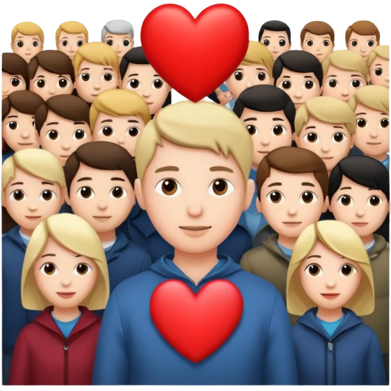 small figure inside a group of people with a heart above emoji