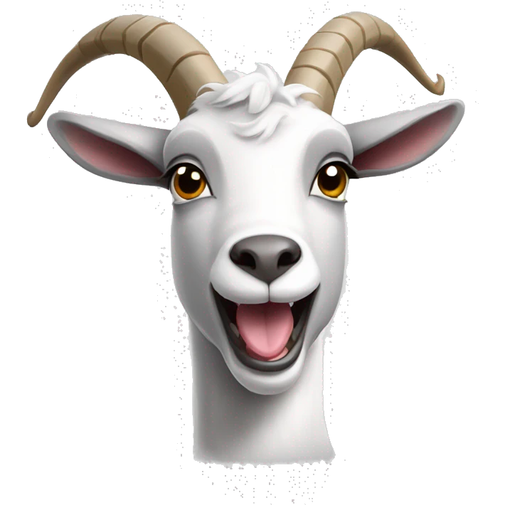 a grey and white goat making an extremely silly face with the tongue out and crossed side eyes emoji