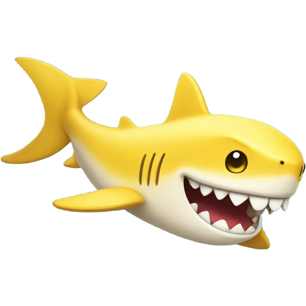 Cute cartoon style yellow shark smiling  emoji