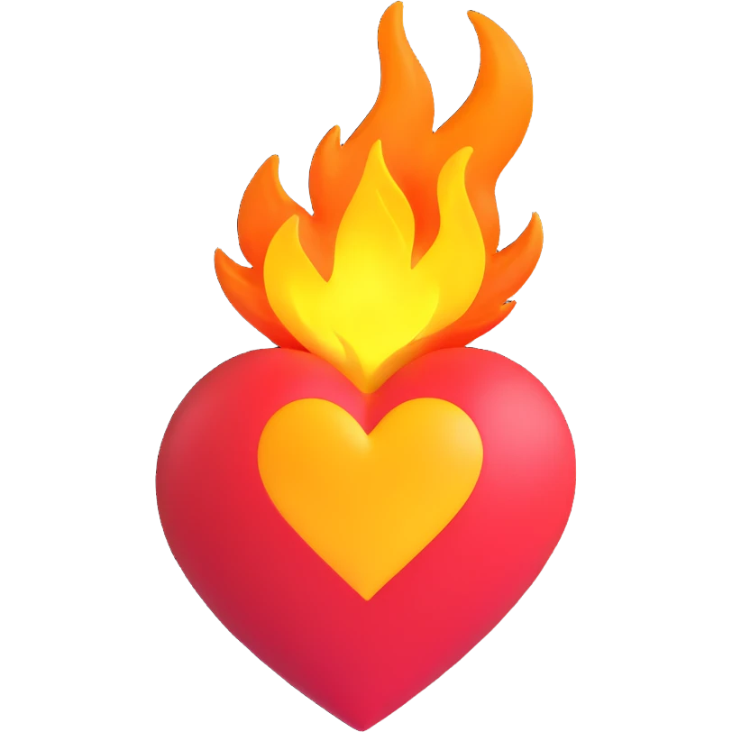 Cœur en feu avec u emoji