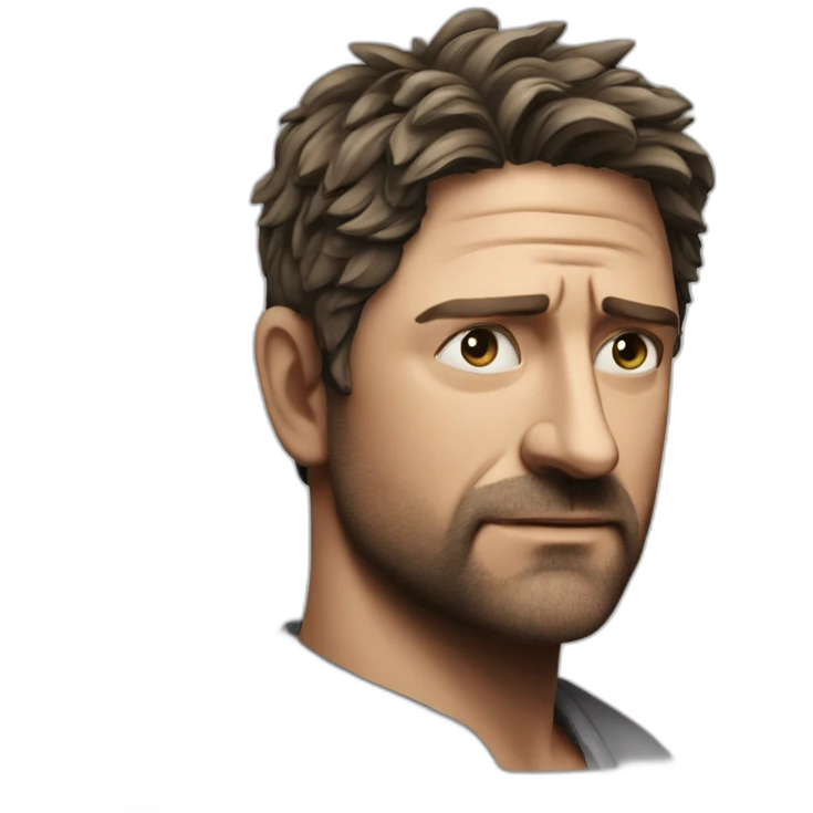 actor gerard butler serious cartoon wearing henley emoji