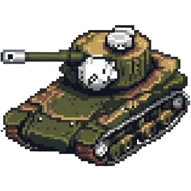 8-bit military tank with treads and cannon emoji