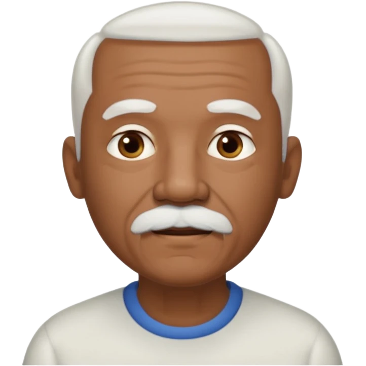 An elderly man emoji with medium-dark skin tone, short neatly trimmed white hair around the sides and back of his head, a bald top, and well-groomed facial hair — a small white mustache paired with a short rounded white goatee that frames his mouth. emoji