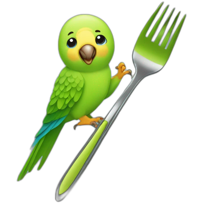 parakeet with a fork emoji
