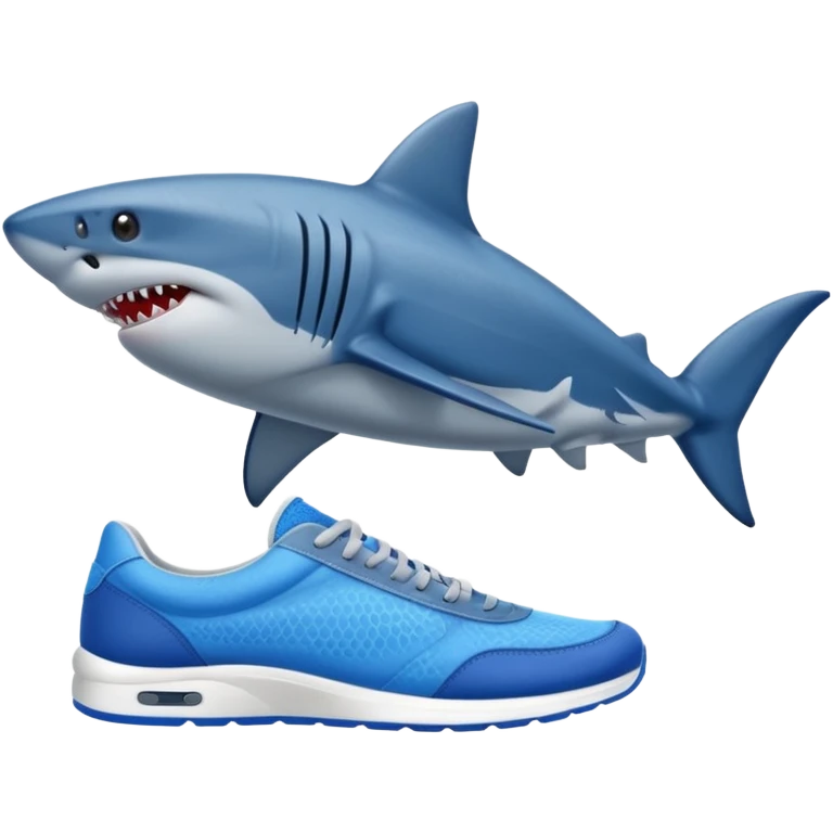 Shark wearing 3 blue sneakers emoji