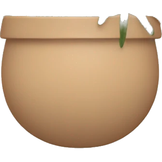 there is a pot in pastel brown flowers and a fern in it emoji