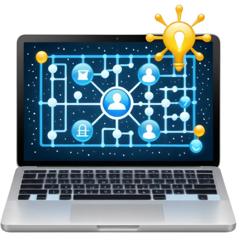 laptop screen showing a plan diagram with sparkles emoji