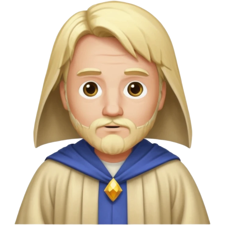 beardless wizard with bob-cut blonde hair and one blocked eye emoji