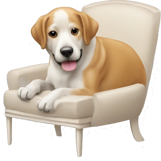 Chien qui mange sur une chaise emoji