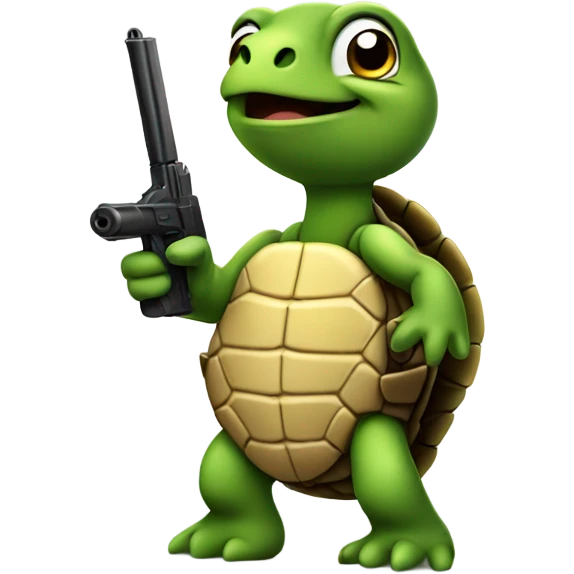 Turtle holding a gun emoji