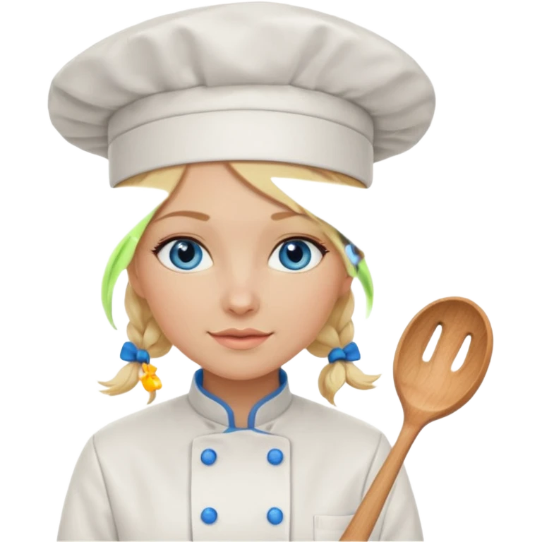 Blonde blue eyed female chef emoji