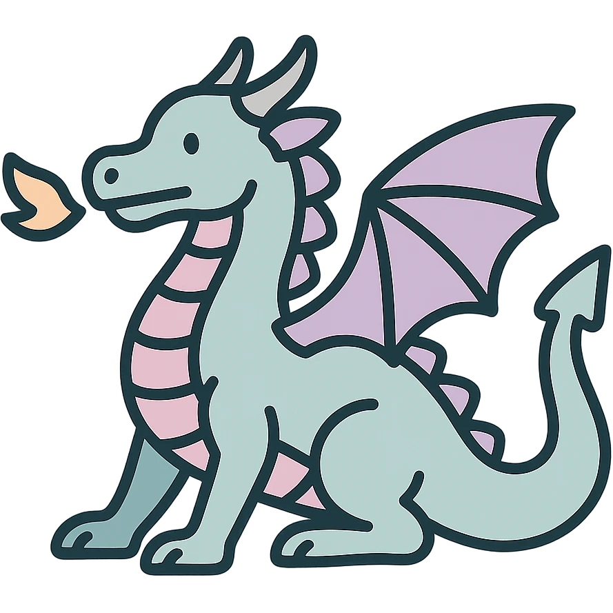 dragon, symbol of the year in feng shui, Chinese eastern style, thin clean contours, soft rounded shapes, pastel palette #98B5BC, #B5B3C1, #C9A3C9, #E4C0CA, #F7DCD1, #F7C0AA, detailed shadows and highlights, soft lighting, transparent background, less cute, no decorative elements emoji