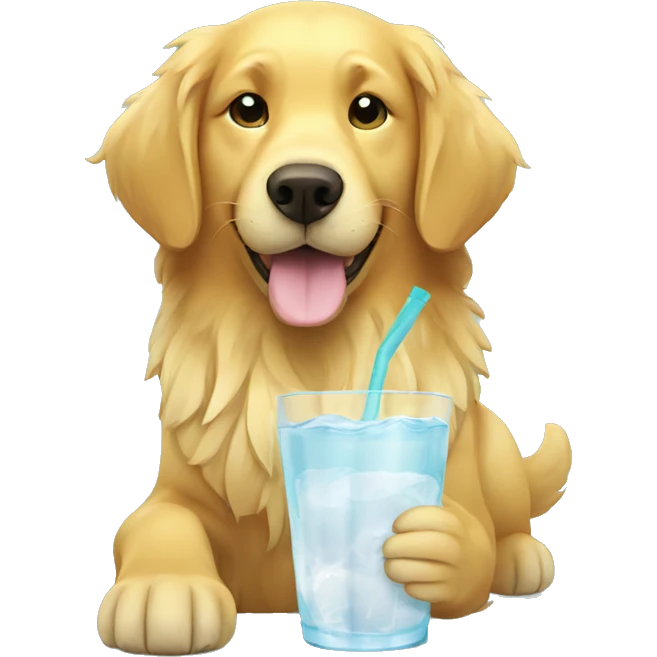 golden retriever drinking coconut water emoji