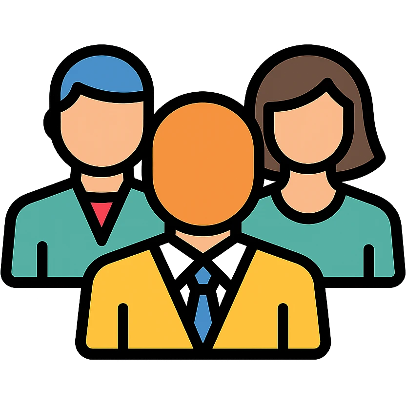 group of people, professional easy to recognize color outline icon style, for website navigation emoji