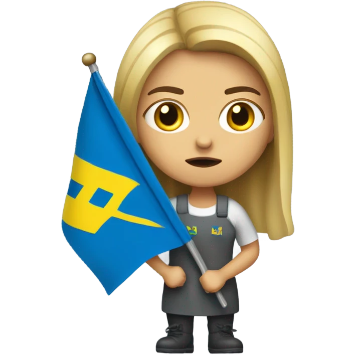 super-realistic angry female Ukrainian with ukranian flag emoji