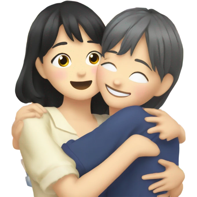 an emoji with nani osaki and nana komatsu hugging emoji