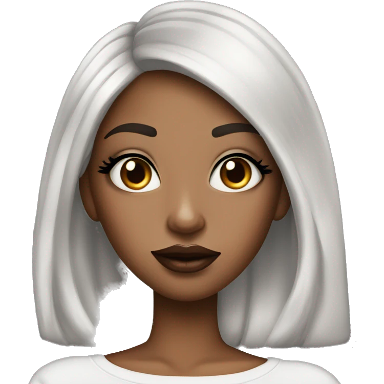 a girl with A cute outfit and long nails and big lips and lots of makeup  emoji