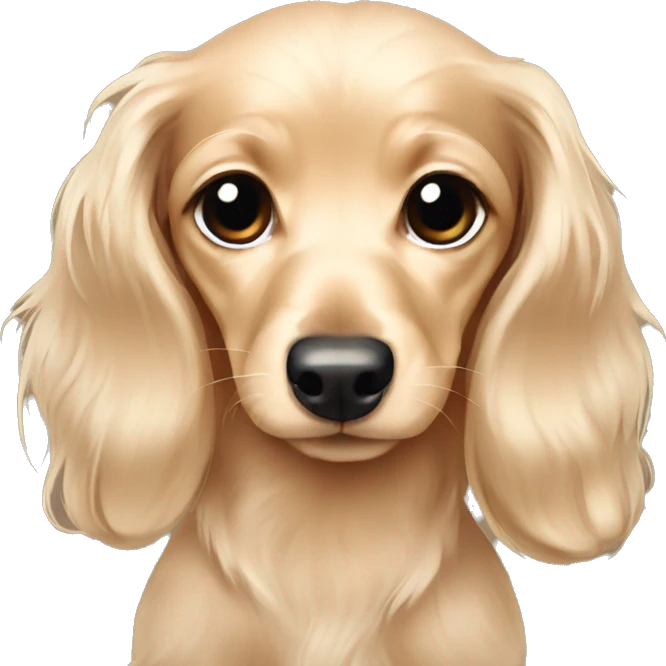puppy cream  long hair cute baby dachshund emoji