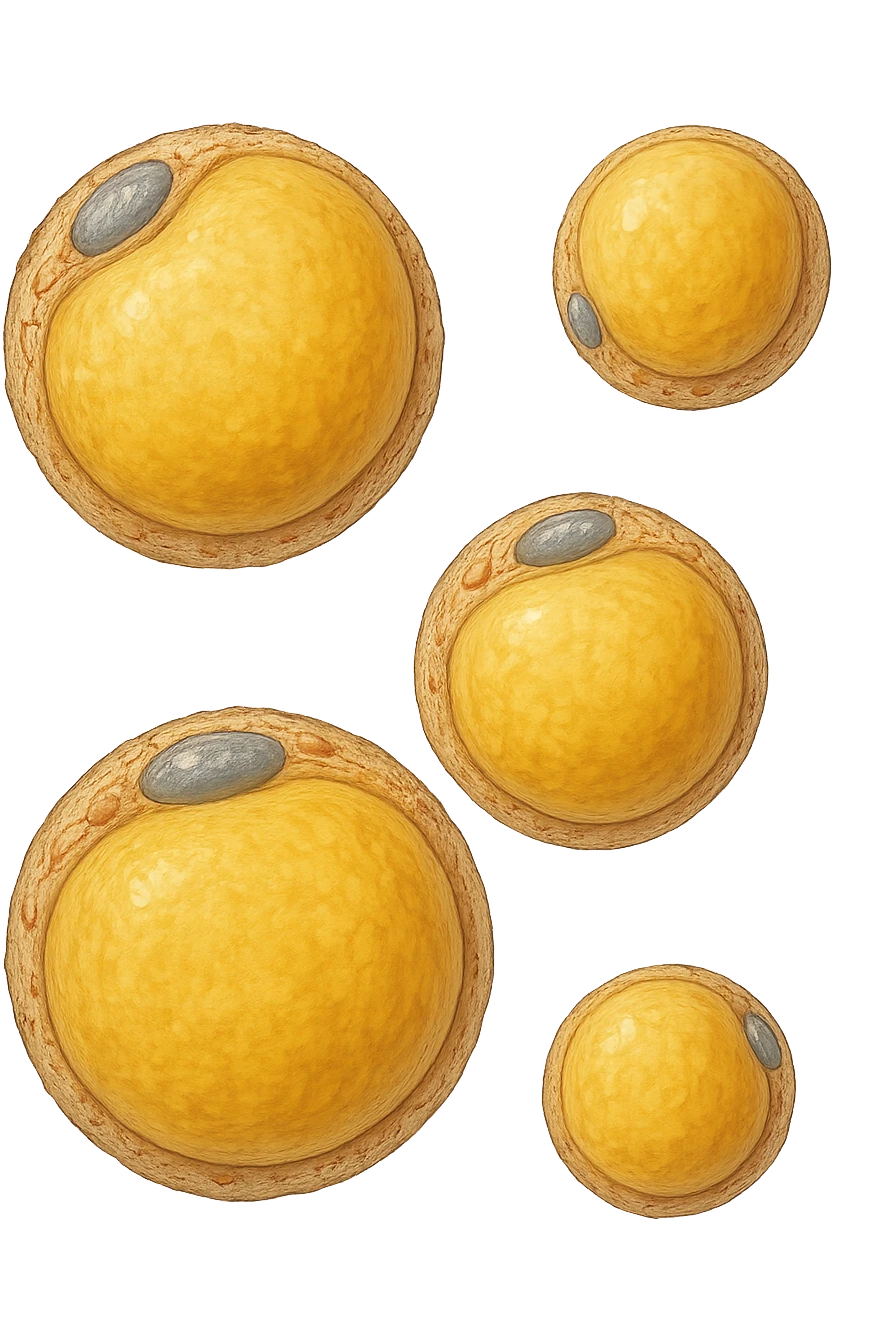 adipociti (cellule gialle) anatomiche realistiche fluttuano in aria emoji