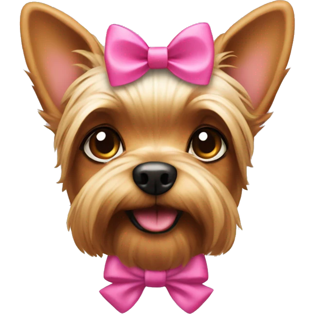  Dog Yorkshire with a pink bow  emoji