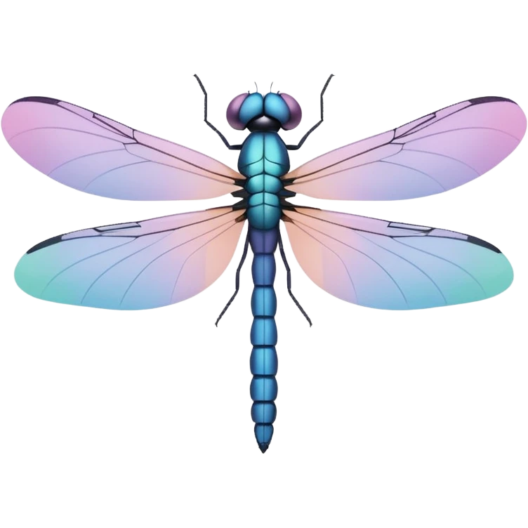 minimal dragonfly emoji, simple flat design, geometric shapes, soft pastel colors, no face, not cartoonish emoji
