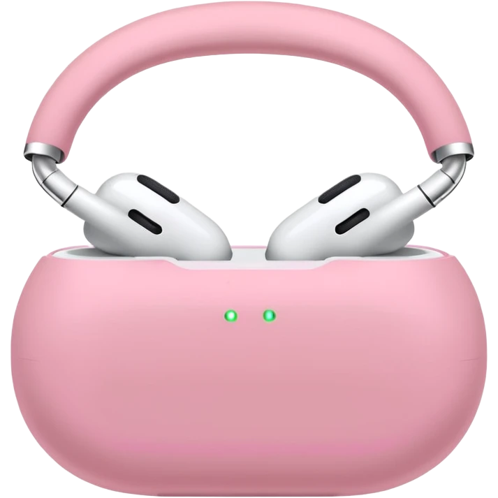 Create a pink happy circle emoji who listens to music on AirPods Max make them always this style 🥹 emoji