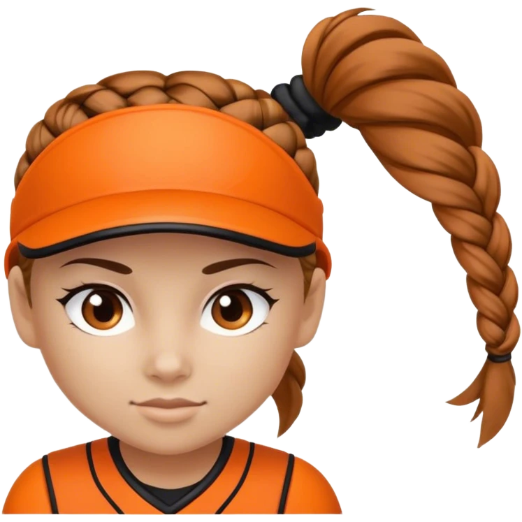 Softball player Webster girls braided pony tail orange and black kit  emoji