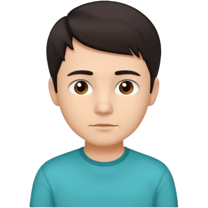 boy short dark hair and brown eyes and turquoise shirt emoji
