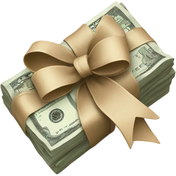 a bundle of money tied with a beige bow emoji