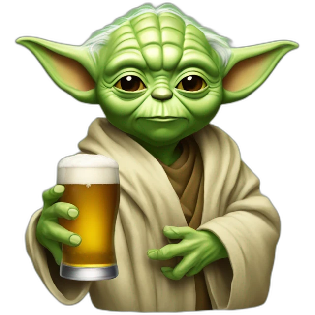 yoda bois une bière emoji