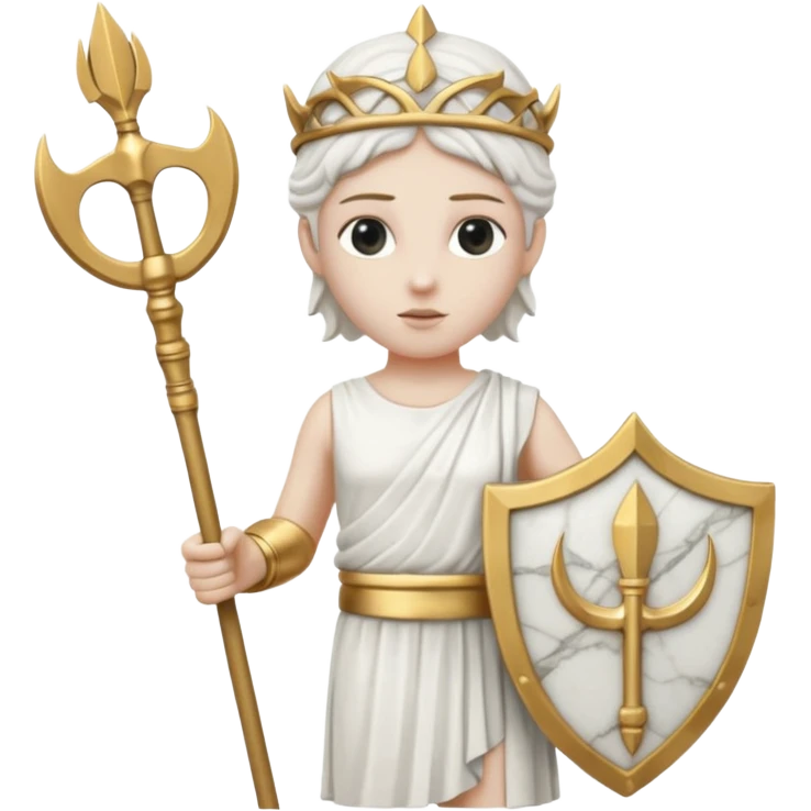 a greek white marble statue holding a marble trident.  emoji