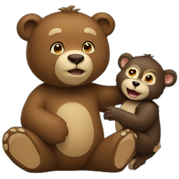 bear holding a monkey emoji