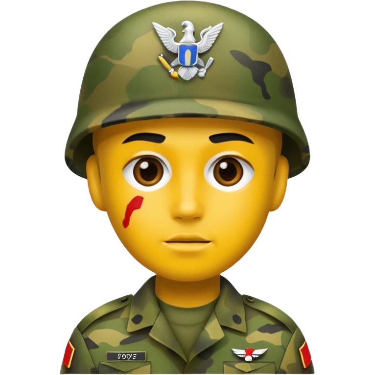 A soldier that there face is paint like camouflage like the army uniform emoji