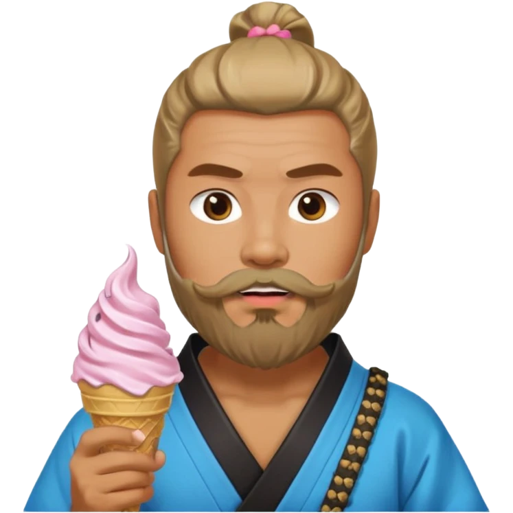 SAMURAI WITH EATING ICE CREAM BEARD GAY emoji
