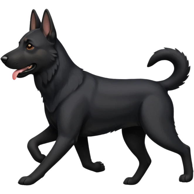mostly black german shepherd running emoji