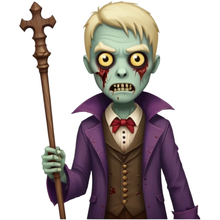 A zombie mixed with a vampire holding a wand emoji