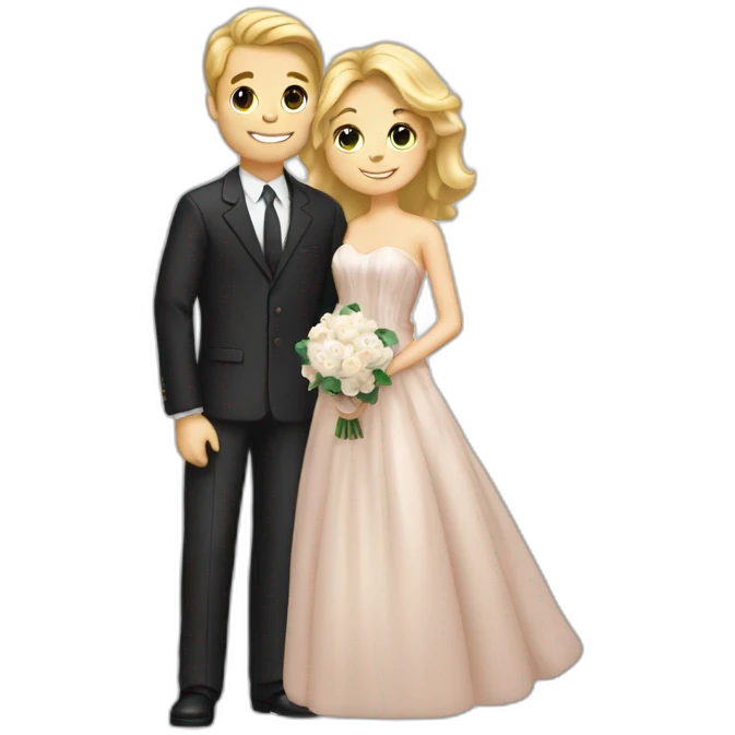 married couple, american couple, suit and dress, hugging, white boy, blone girl emoji