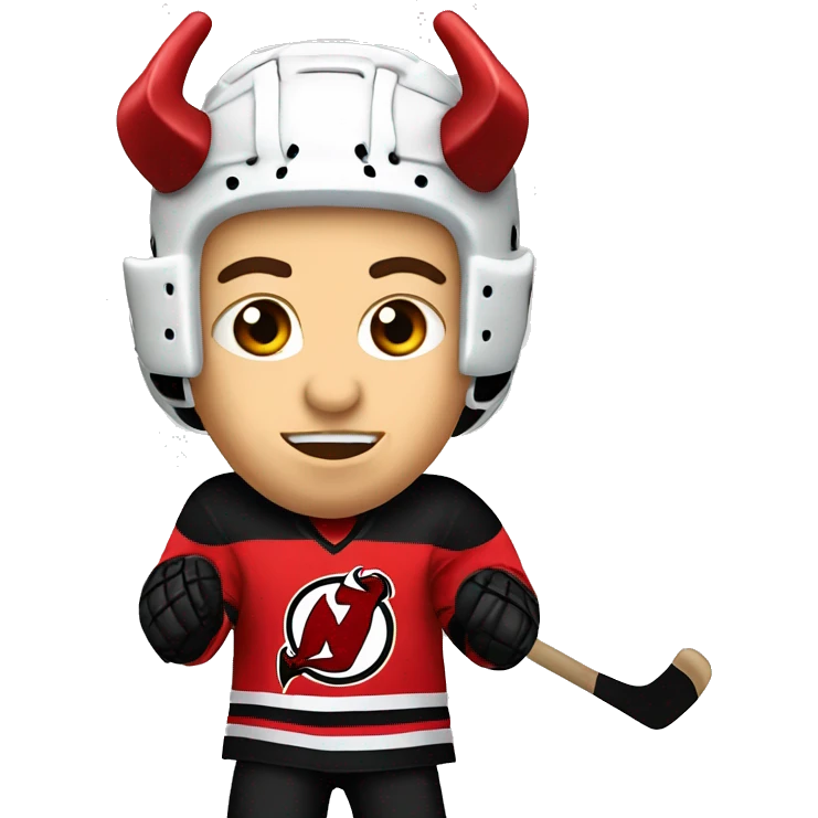 Devils hockey player emoting emoji