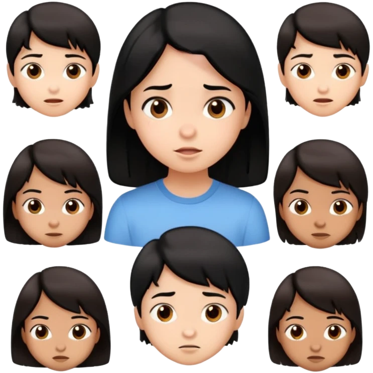 Emote de niño con camisa negra cabello castaño y diferentes expresiones  emoji