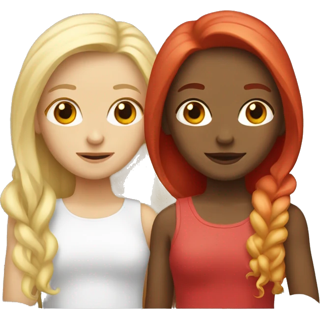 "Two girls, one white with blond hair, one white with red hair." emoji