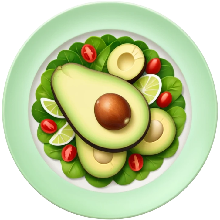 A stylized salad plate in greens or avocado with the hashtag #VogueBodyClinic emoji