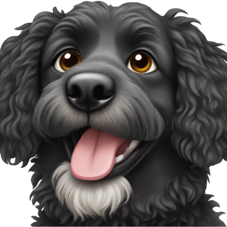 Black Aussie doodle dog emoji