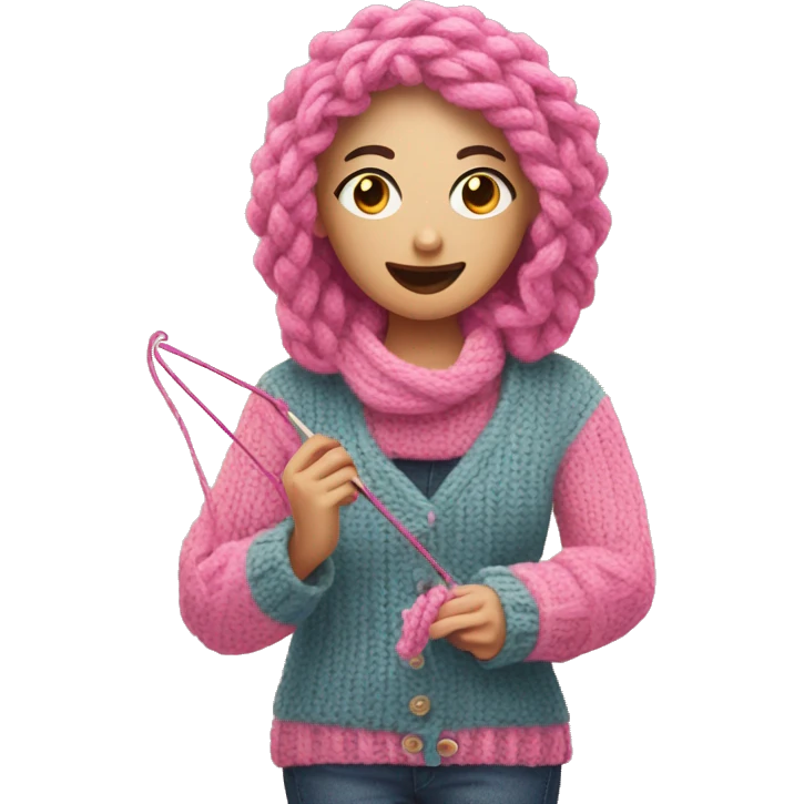 knitting with pinkie up emoji
