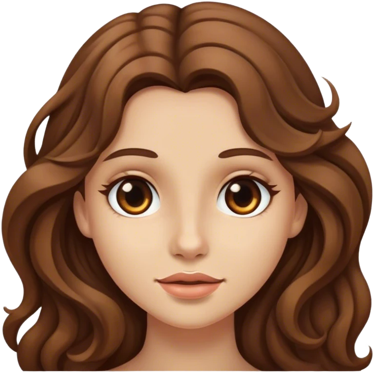 Girl with long brown wavy hair, beige skin  emoji