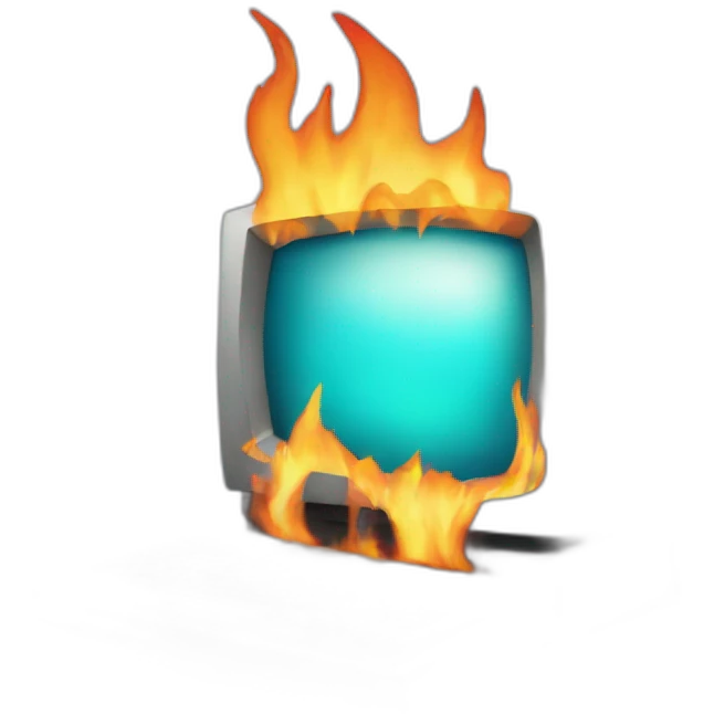 a burning computer emoji