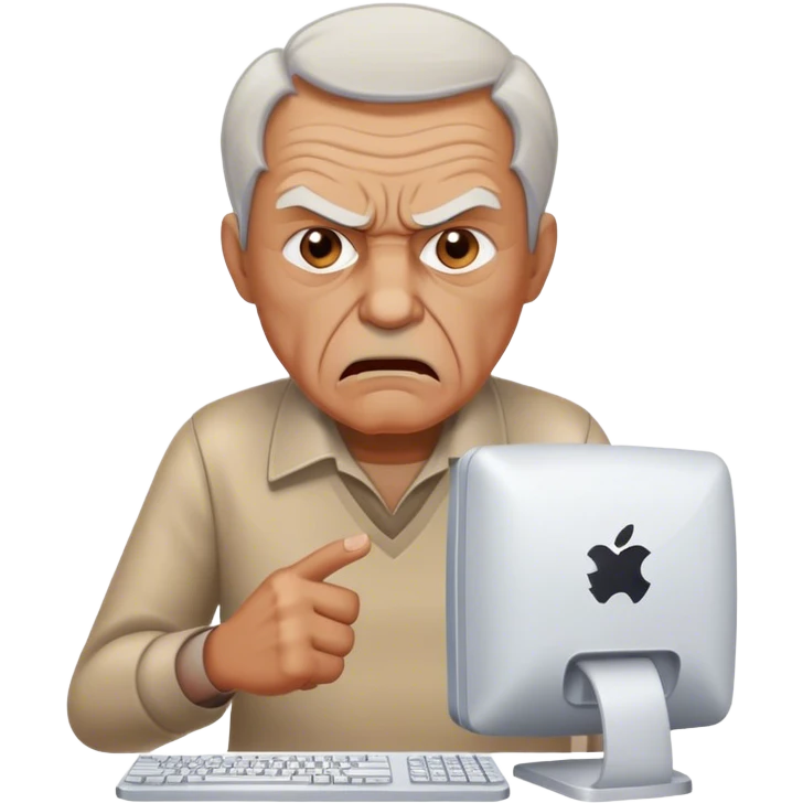 un vieux monsieur enerver devant un pc  emoji