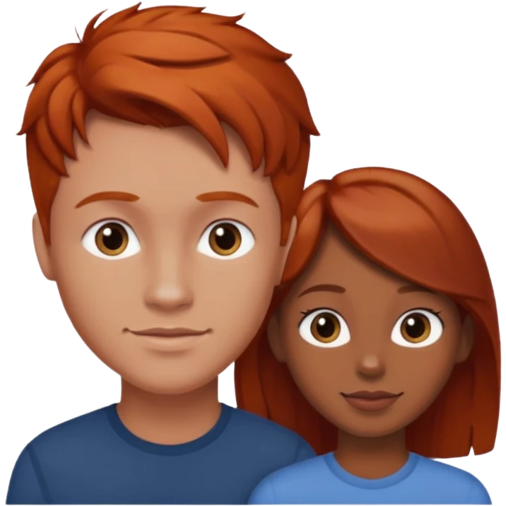 Redhead man in love with brown hair brown girl emoji