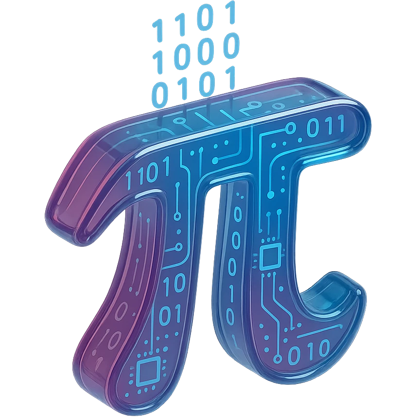  combine the π (pi) math symbol, binary code emerging from it. emoji