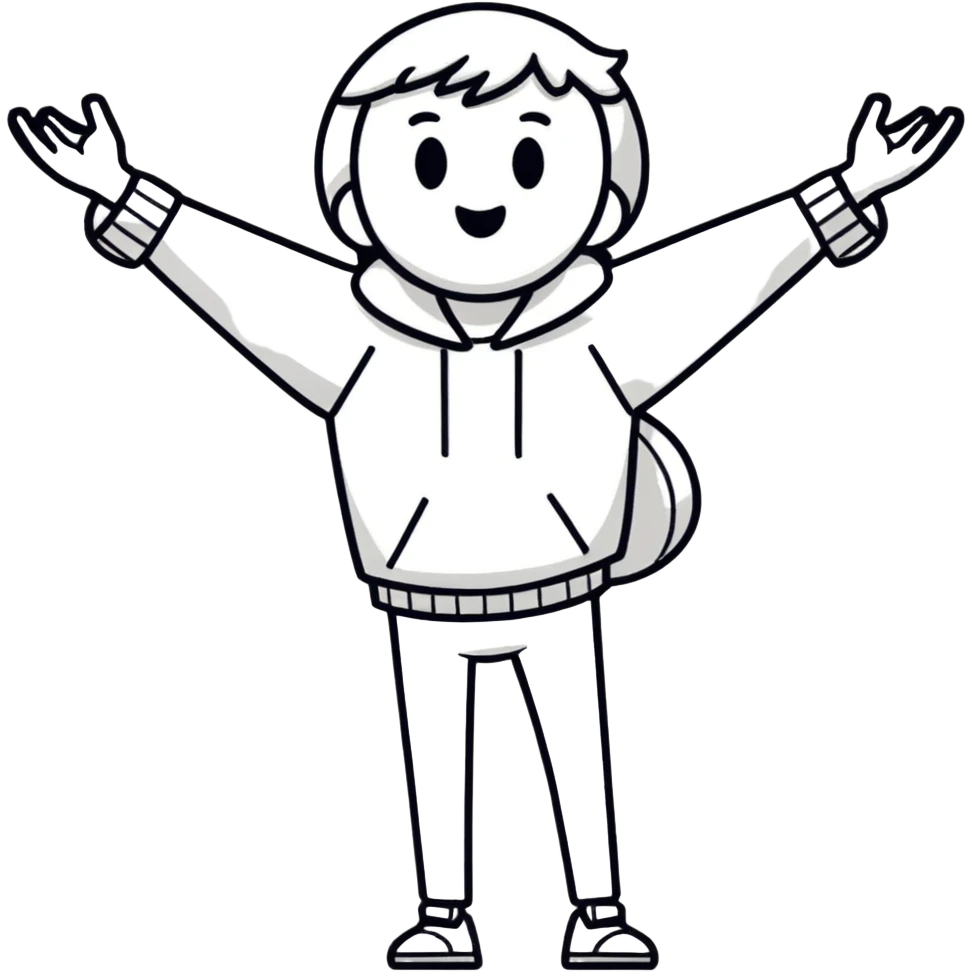 Alternative anime style male character with dark aesthetic arms open emoji